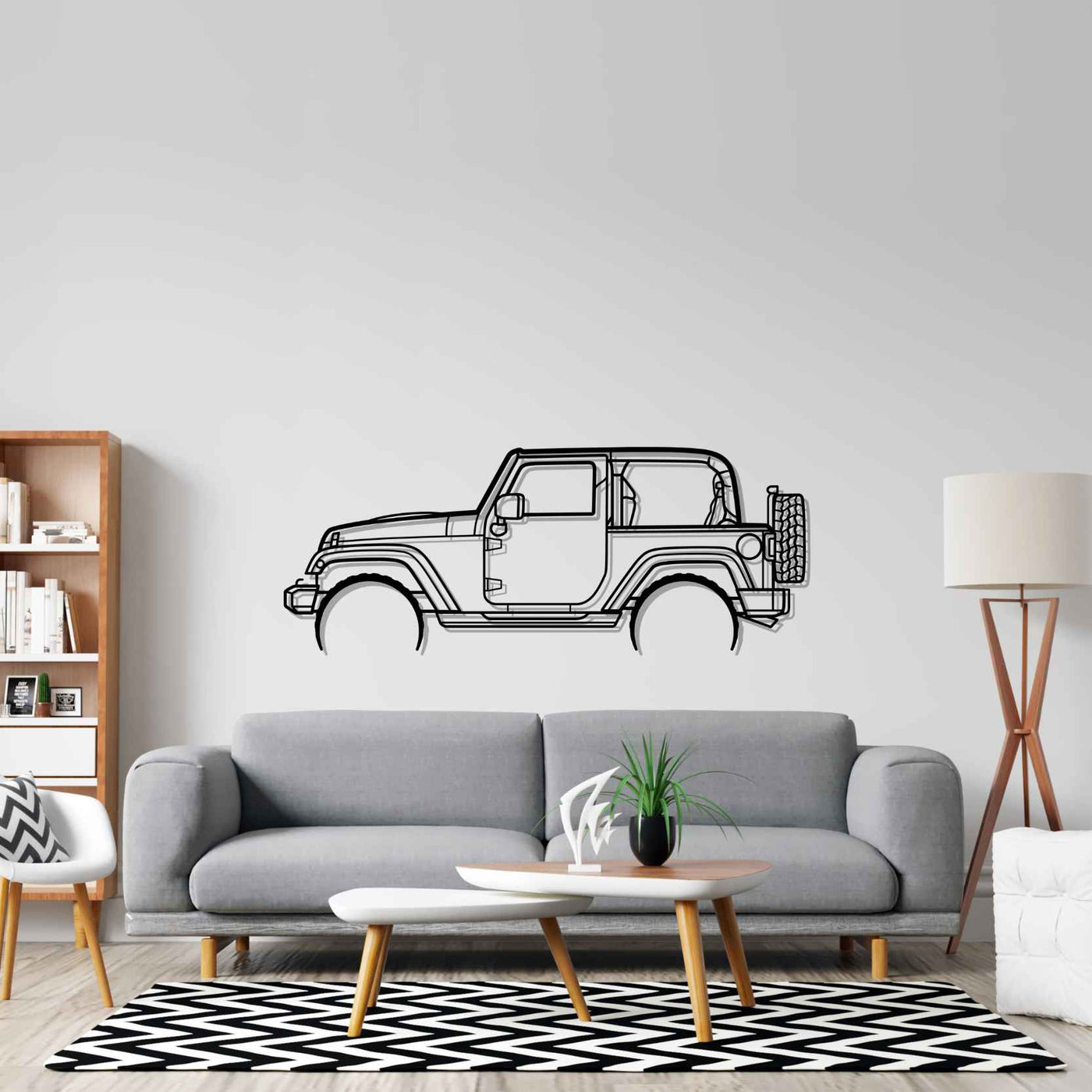 Wrangler 2 Door Detailed Silhouette Metal Wall Art