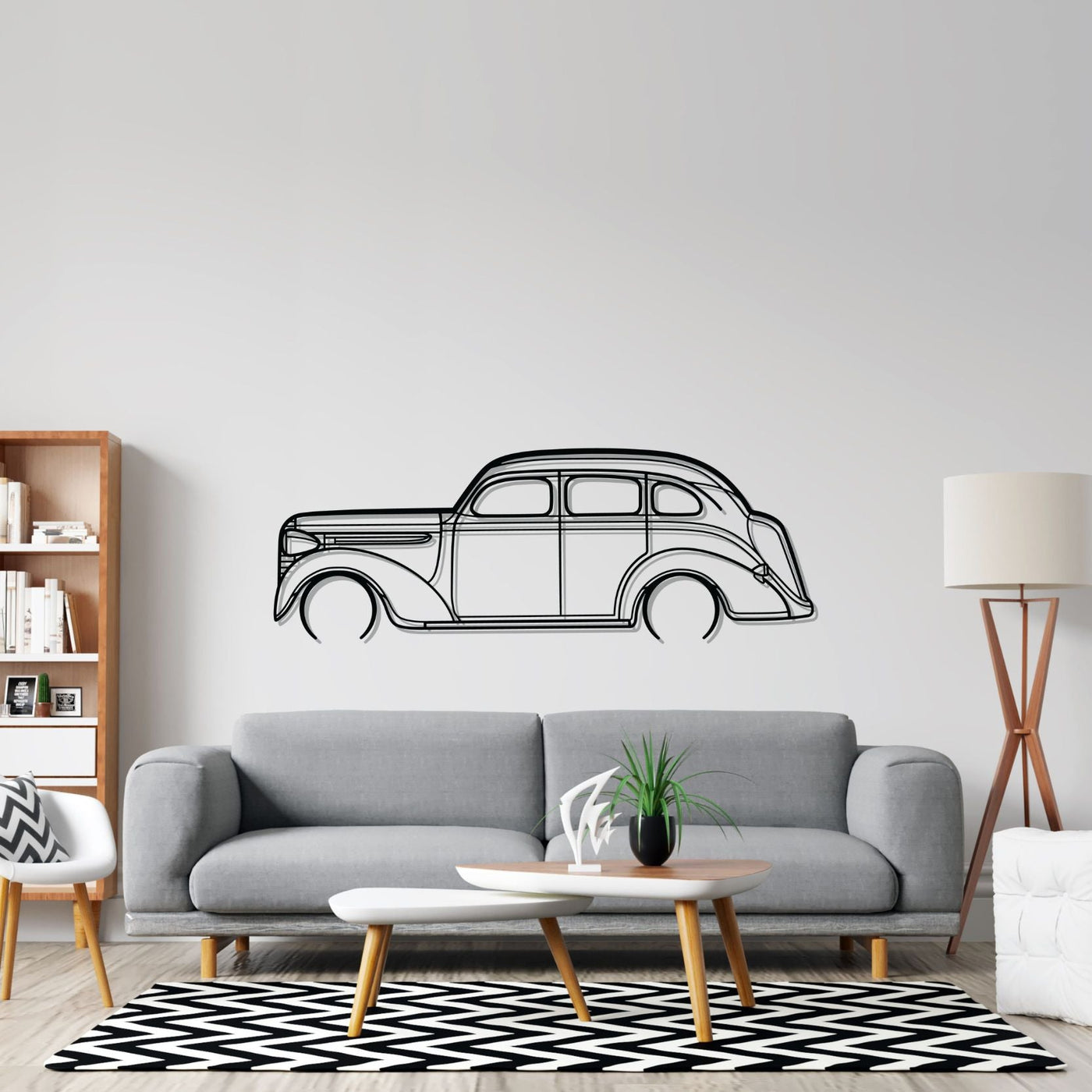 Sedan 1938 Detailed Silhouette Metal Wall Art