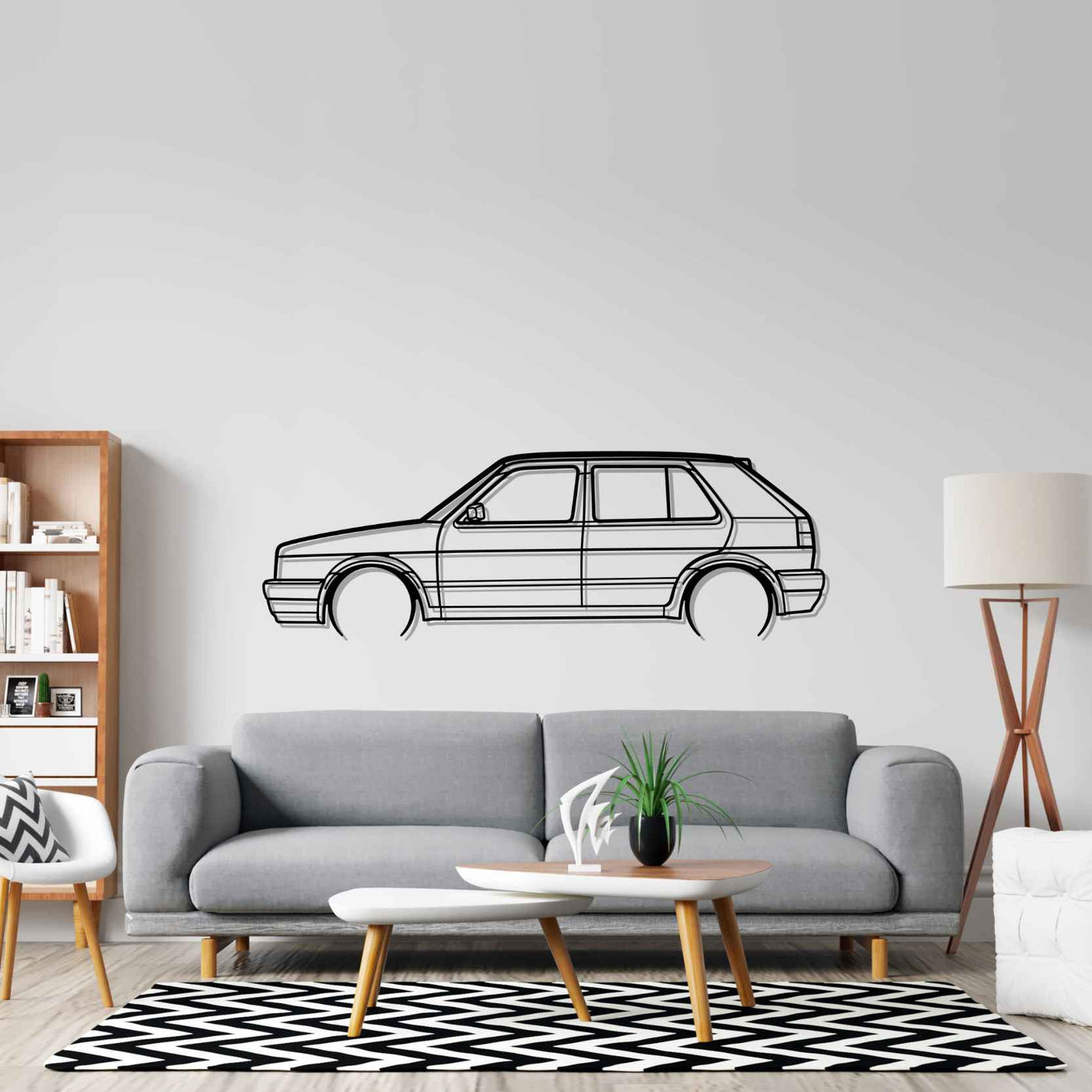 Golf Mk2 GTI 1990 Detailed Silhouette Metal Wall Art