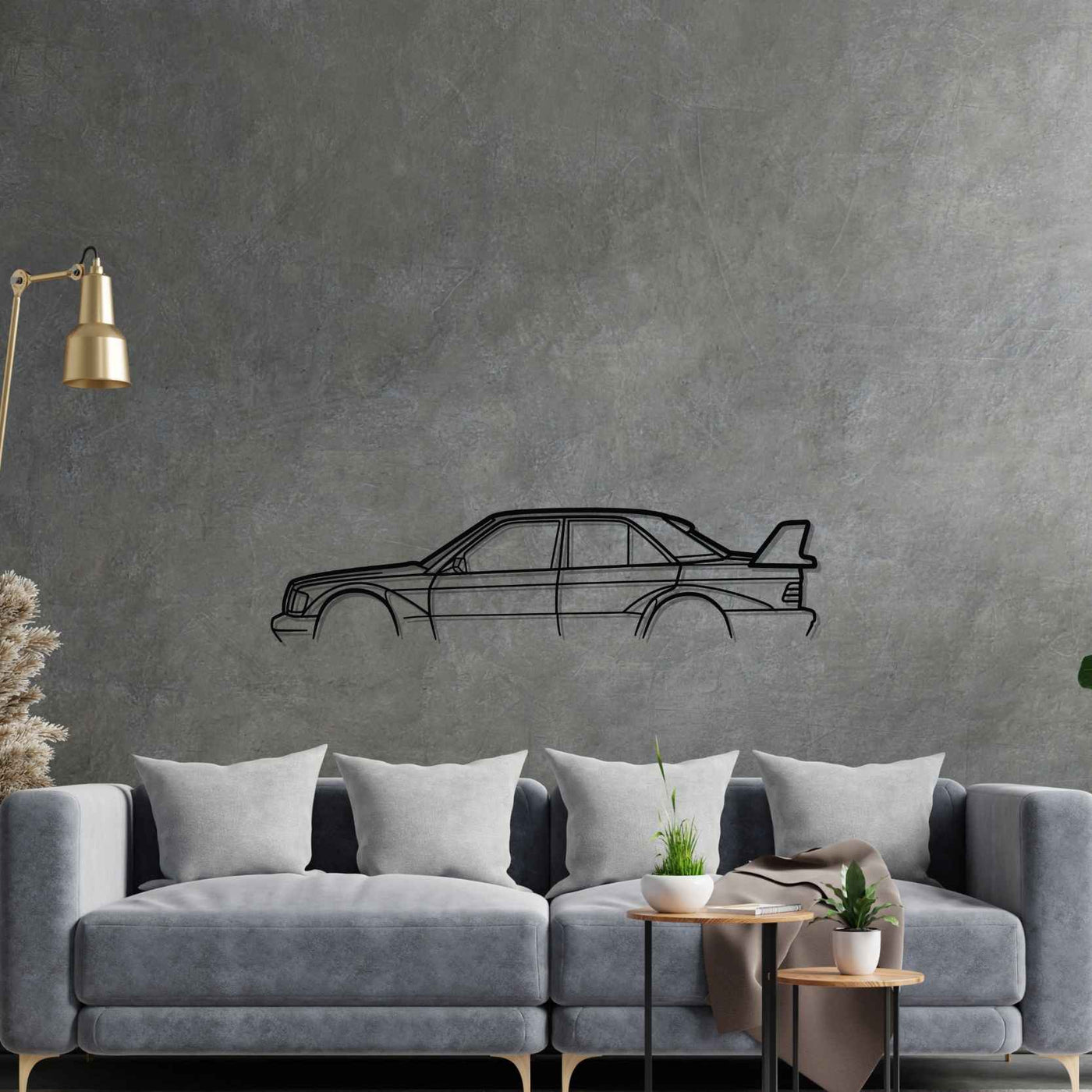 Mercedes 190E 1983 Classic Silhouette Metal Wall Art