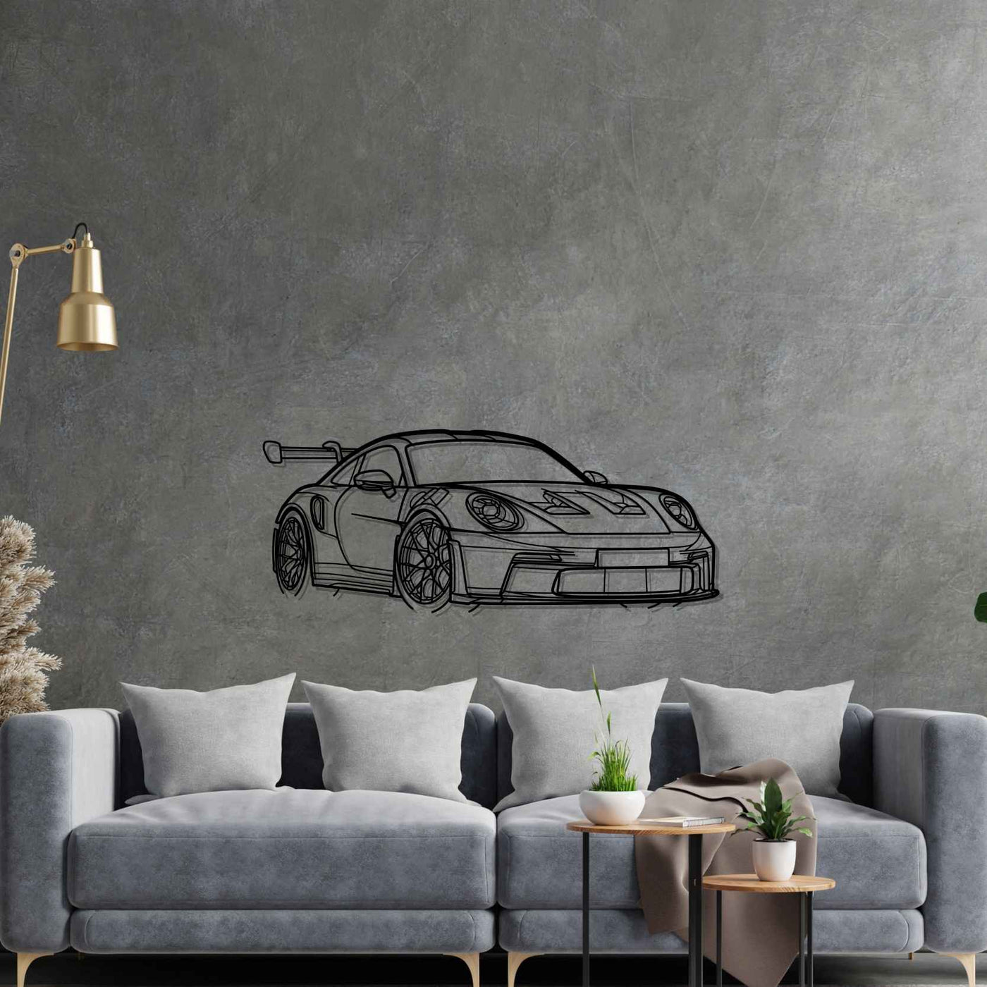 911 992 GT3 RS Angle Silhouette Metal Wall Art