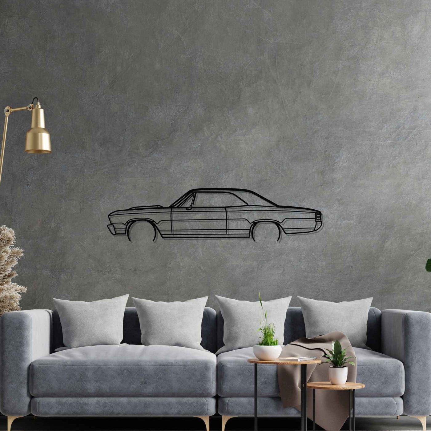 Chevelle SS 1967 Detailed Silhouette Metal Wall Art