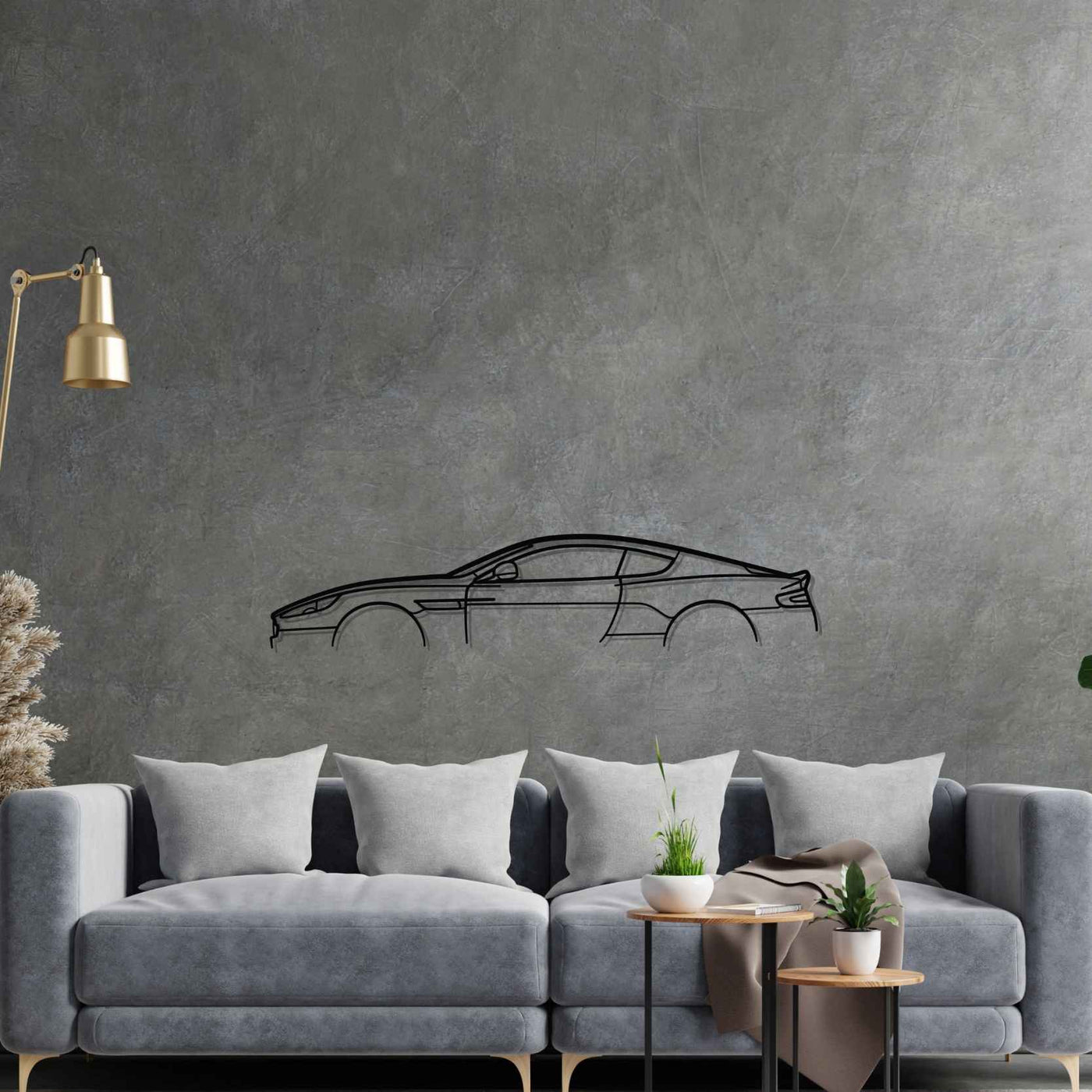 Aston DB9 Classic Silhouette Metal Wall Art