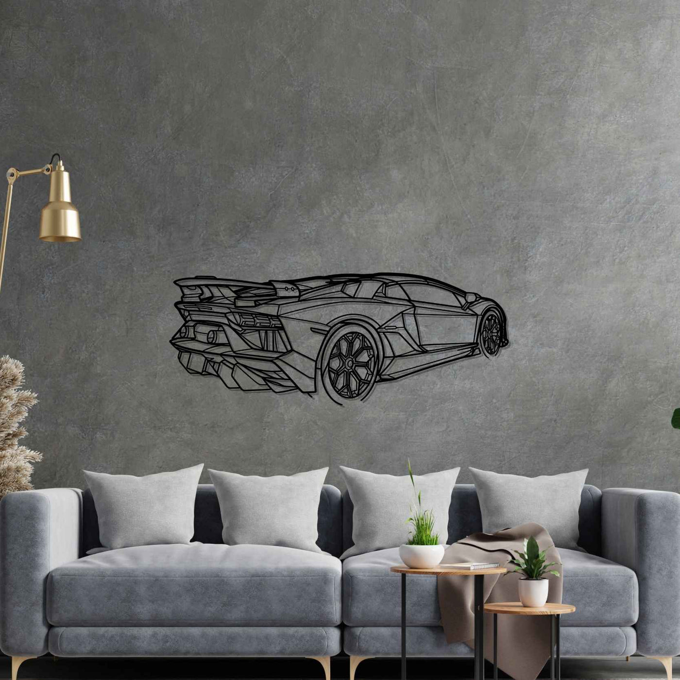 Aventador SVJ Roadster Angle Silhouette Metal Wall Art
