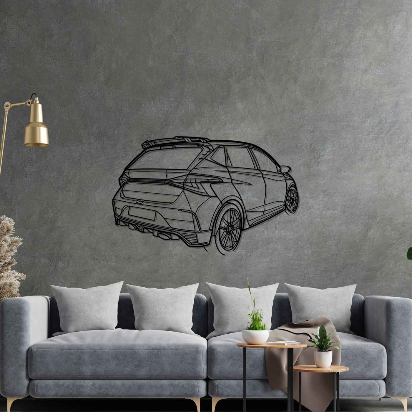 i20N Back Angle Silhouette Metal Wall Art