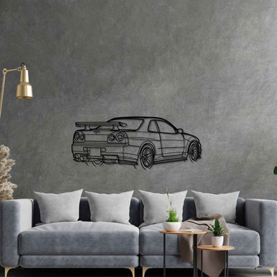 R34 GTR Nismo Angle Silhouette Metal Wall Art