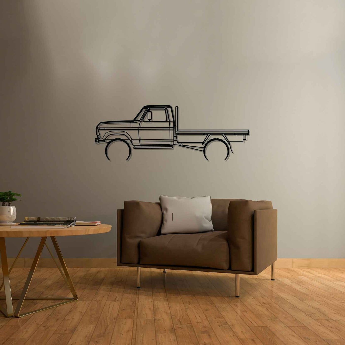 F100 Tray Back 1977 Detailed Silhouette Metal Wall Art