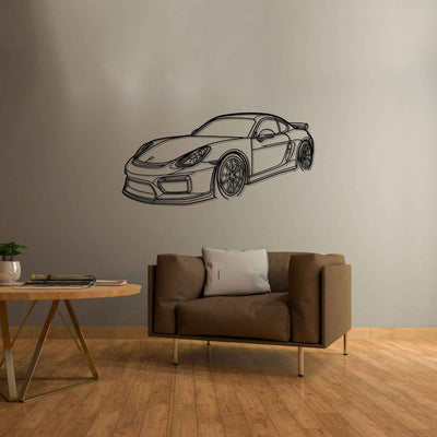 981 Cayman GT4 Angle Silhouette Metal Wall Art