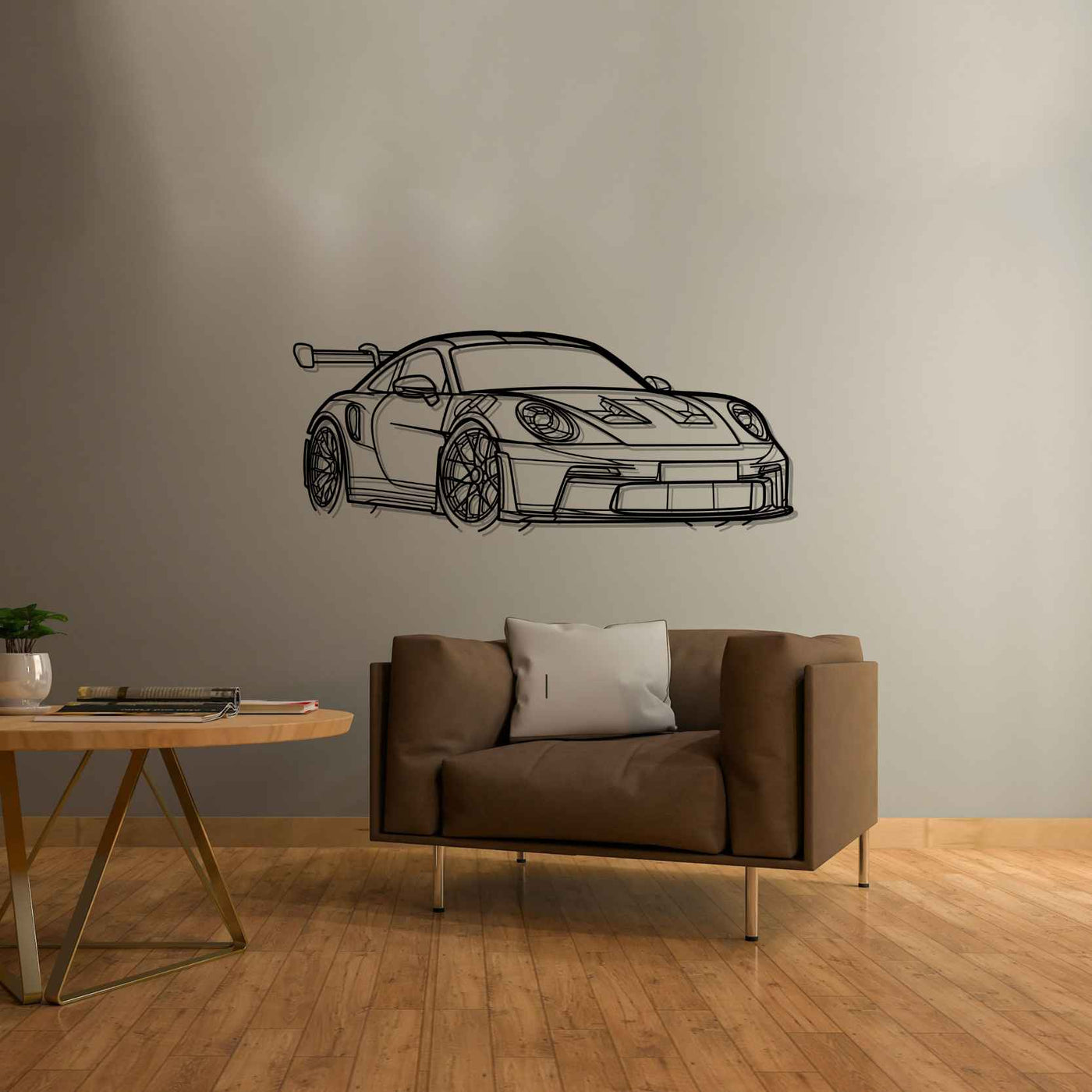 911 992 GT3 RS Angle Silhouette Metal Wall Art