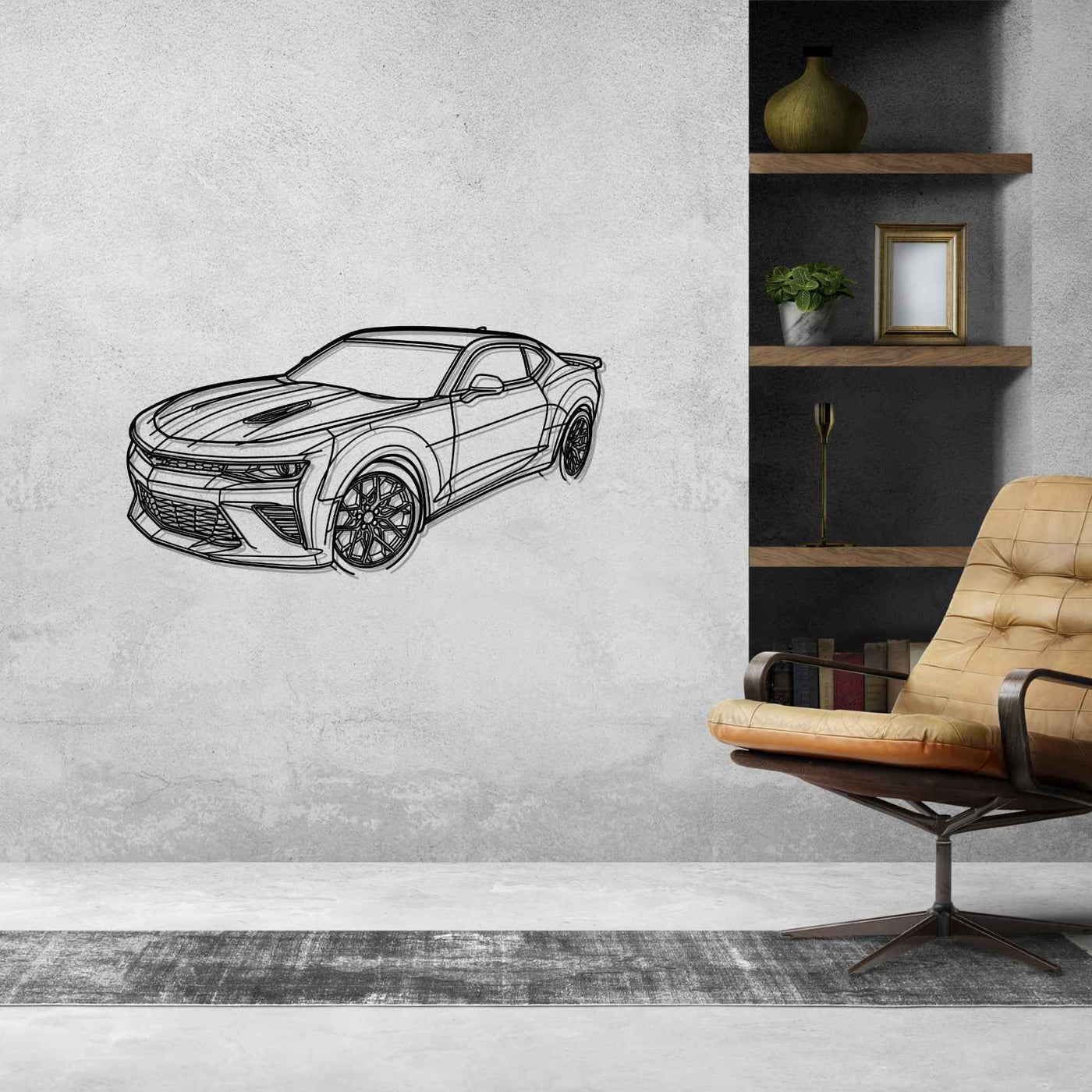 Camaro SS 2016 Angle Silhouette Metal Wall Art