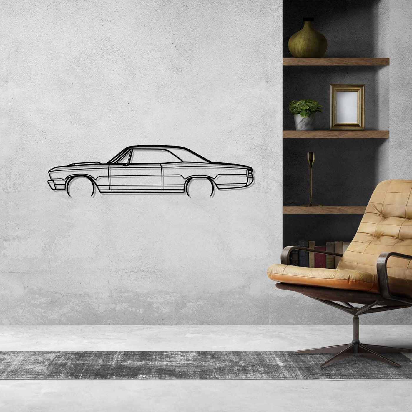 Chevelle SS 1967 Detailed Silhouette Metal Wall Art