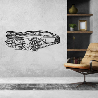 Aventador SVJ Roadster Angle Silhouette Metal Wall Art