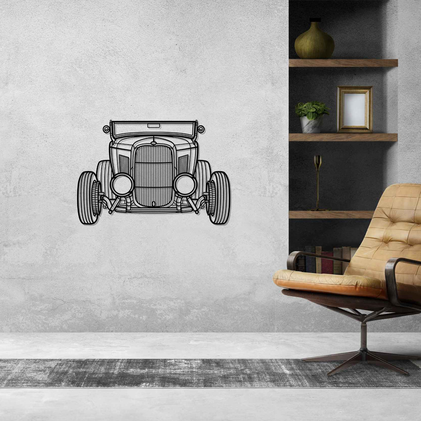 Roadster 1932 Front Silhouette Metal Wall Art