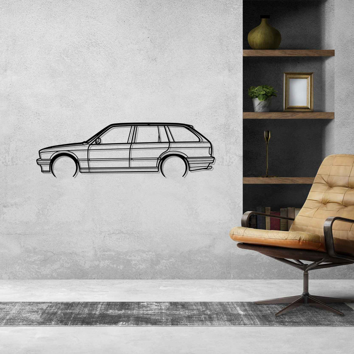 E30 Wagon Detailed Silhouette Metal Wall Art