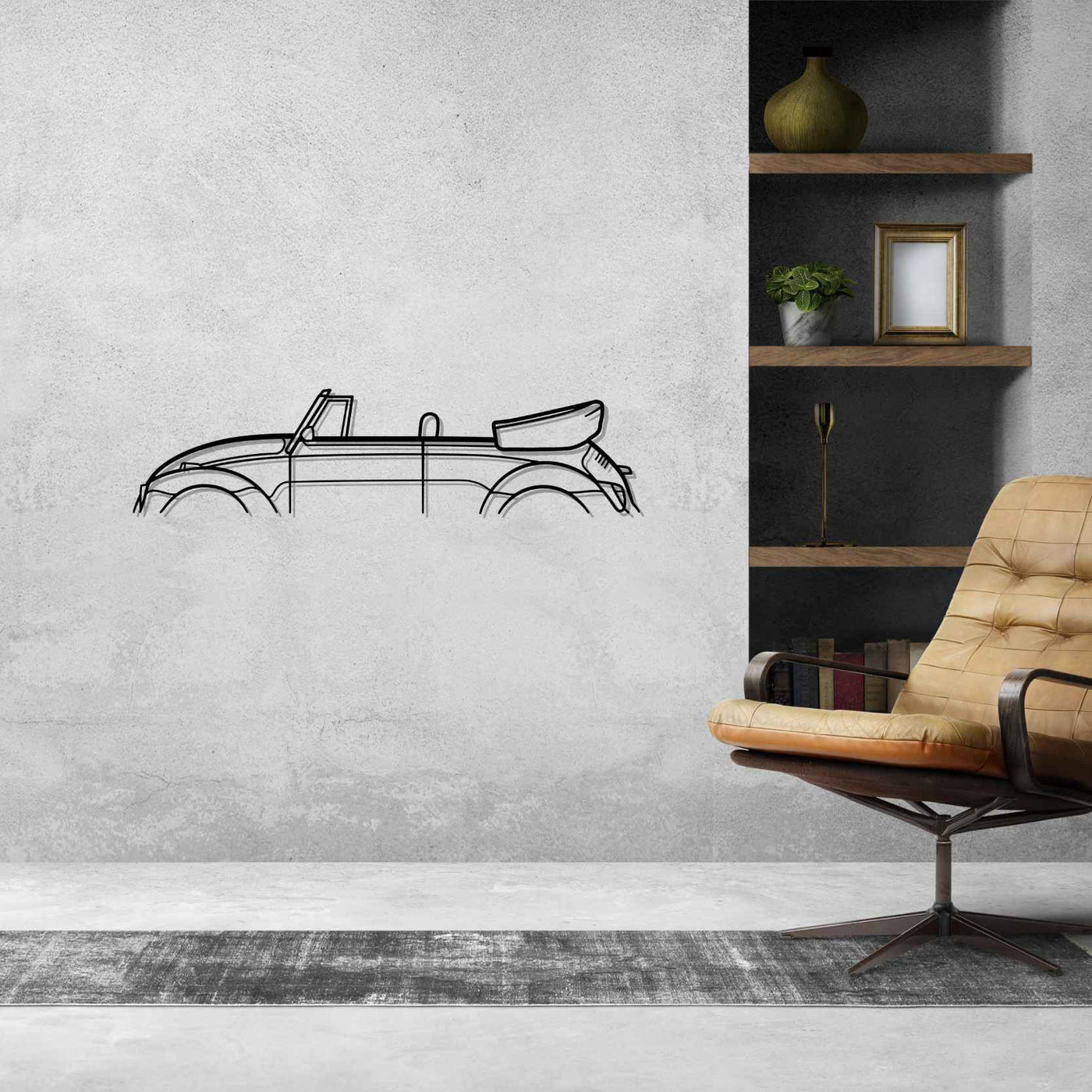 Beetle Convertible 1982 Classic Silhouette Metal Wall Art