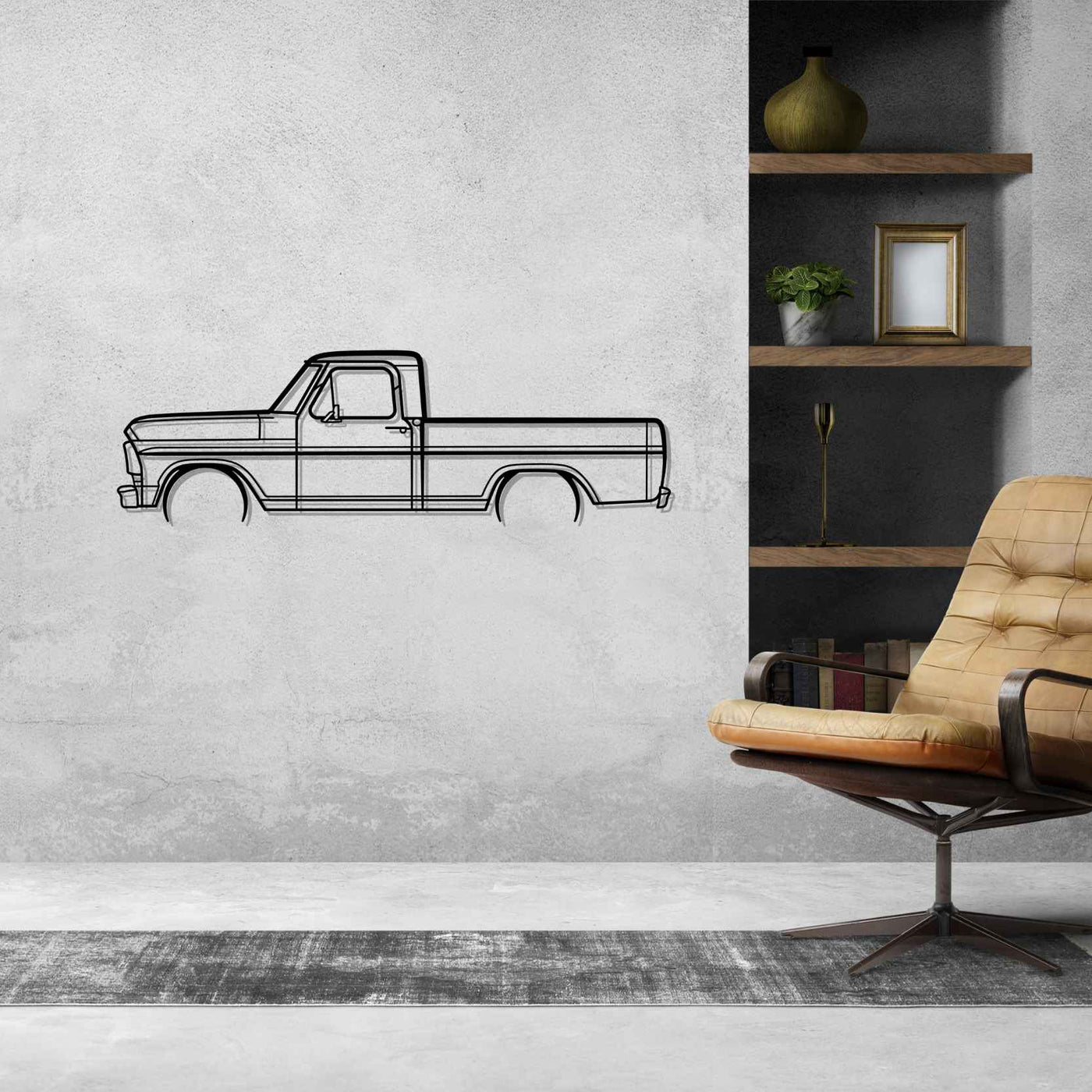 F-100 1969 Detailed Silhouette Metal Wall Art