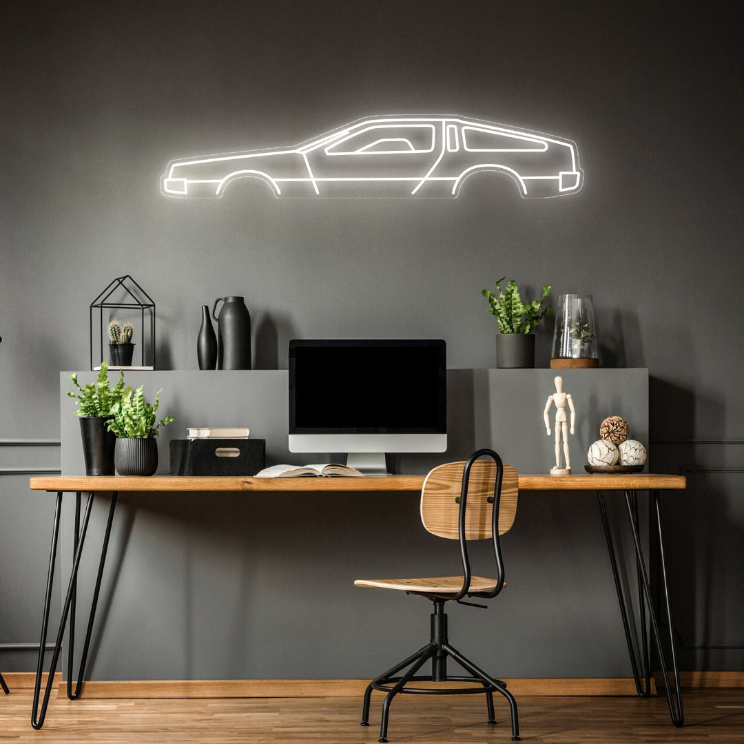 Delorean Neon Silhouette