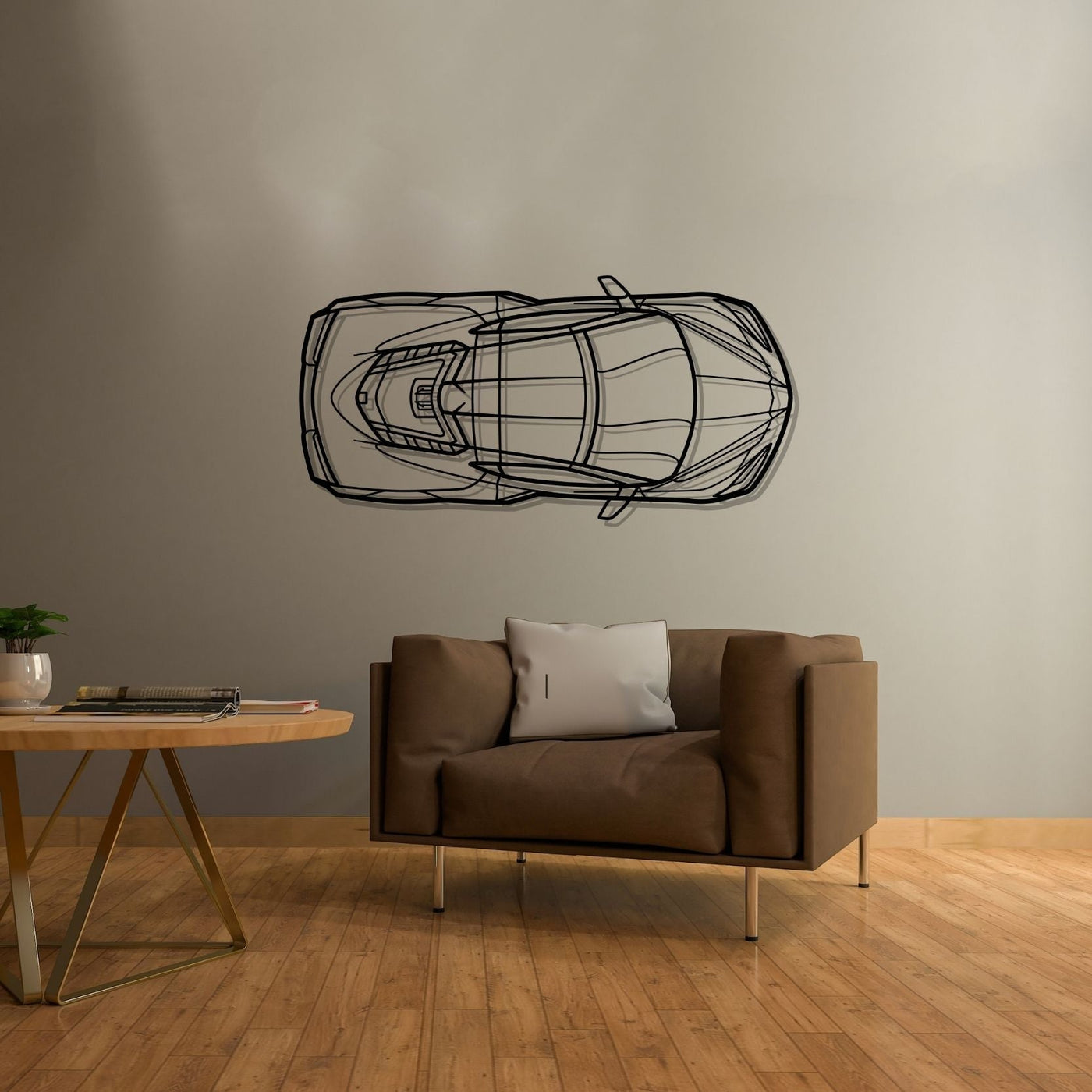 Corvette c8 TOP Silhouette Metal Wall Art