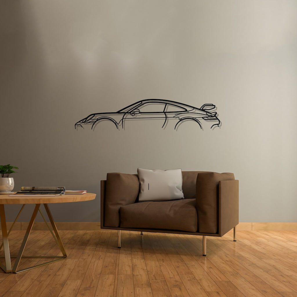 911 GT3 Model 992 Classic Metal Silhouette Wall Art