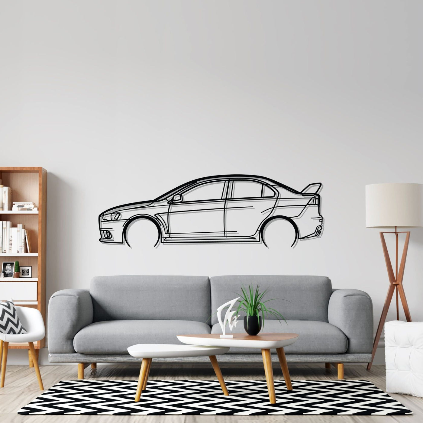 Evo X Detailed Silhouette Metal Wall Art