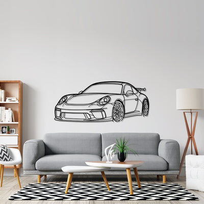 911 GT3 model 991 Front Angle Silhouette Metal Wall Art