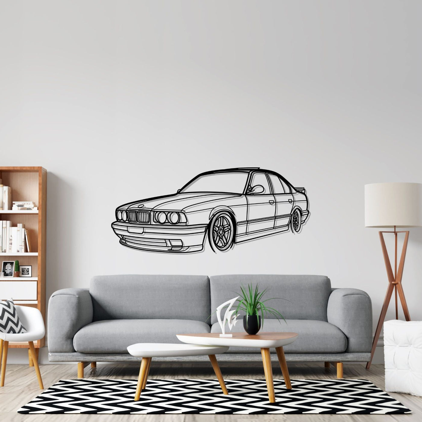 E34 Front Angle Silhouette Metal Wall Art