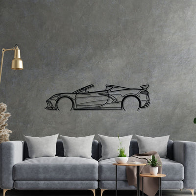 Corvette C8 Convertible Detailed Silhouette Metal Wall Art