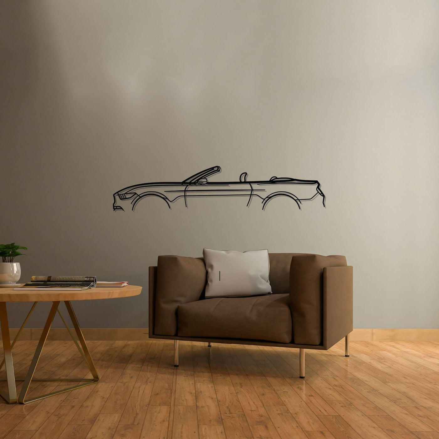 Mustang GT S550 Convertible Classic Silhouette Metal Wall Art