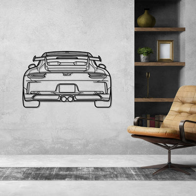 911 GT3 model 991 Back Silhouette Metal Wall Art