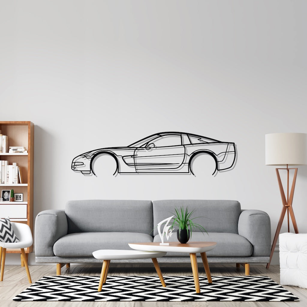 Corvette c5 Detailed Silhouette Metal Wall Art