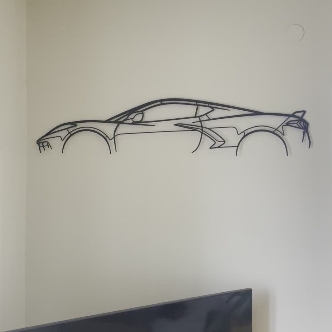 Corvette c8 Classic Silhouette Metal Wall Art – PetrolVibes