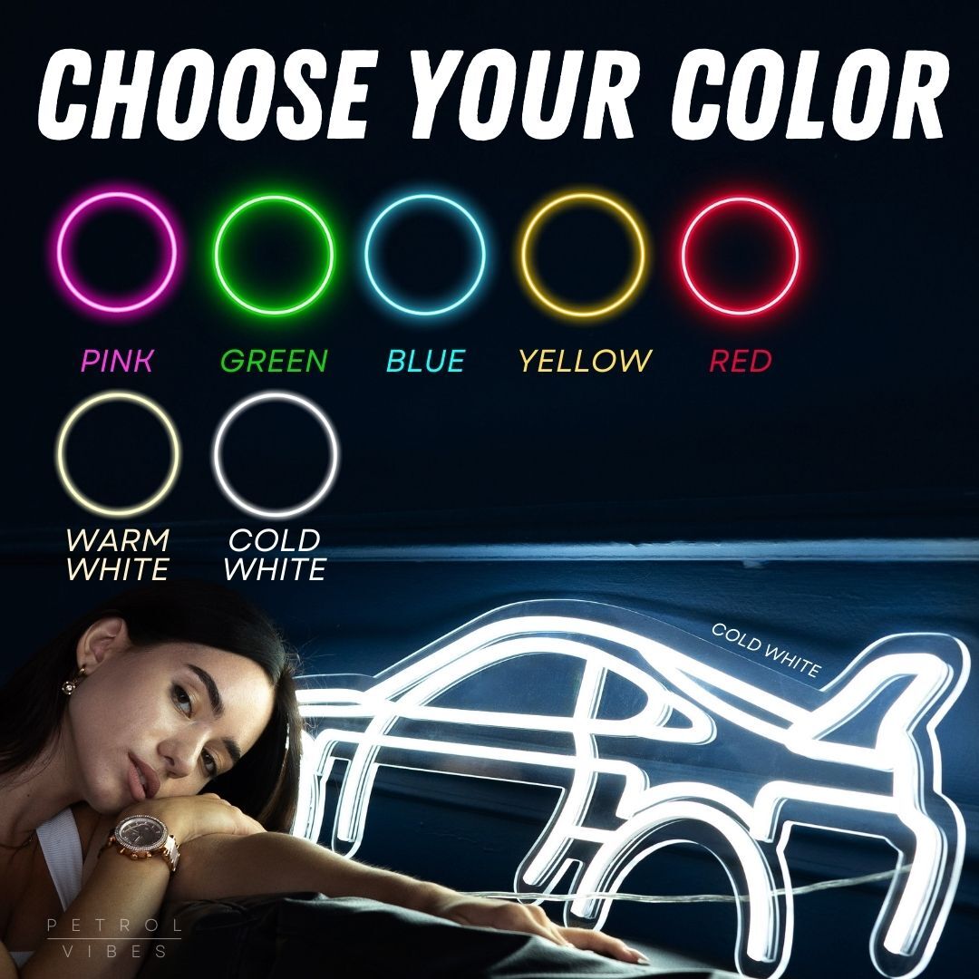 E30 M3 Detailed Neon Silhouette