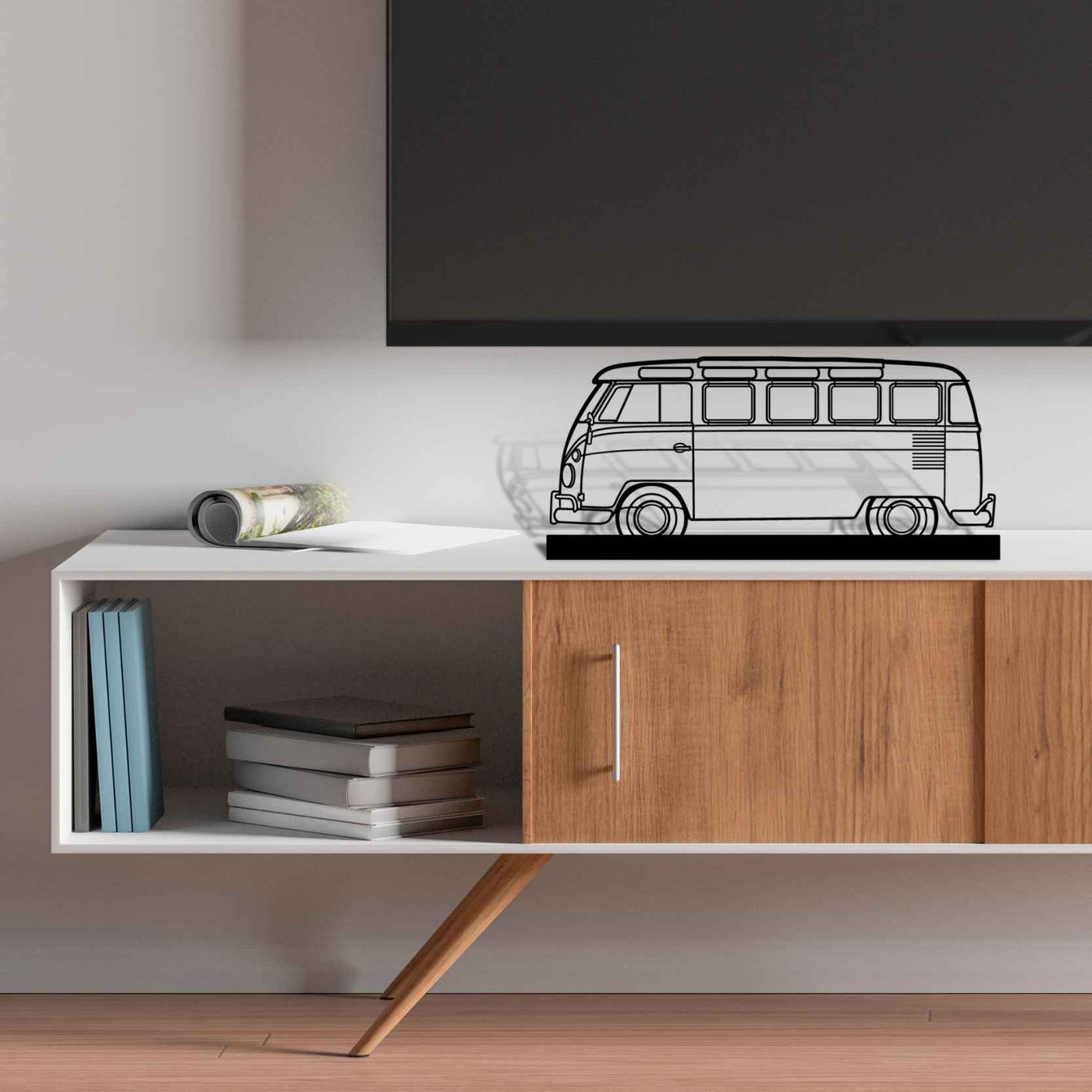 T1 Bus 1950 Silhouette Metal Art Stand