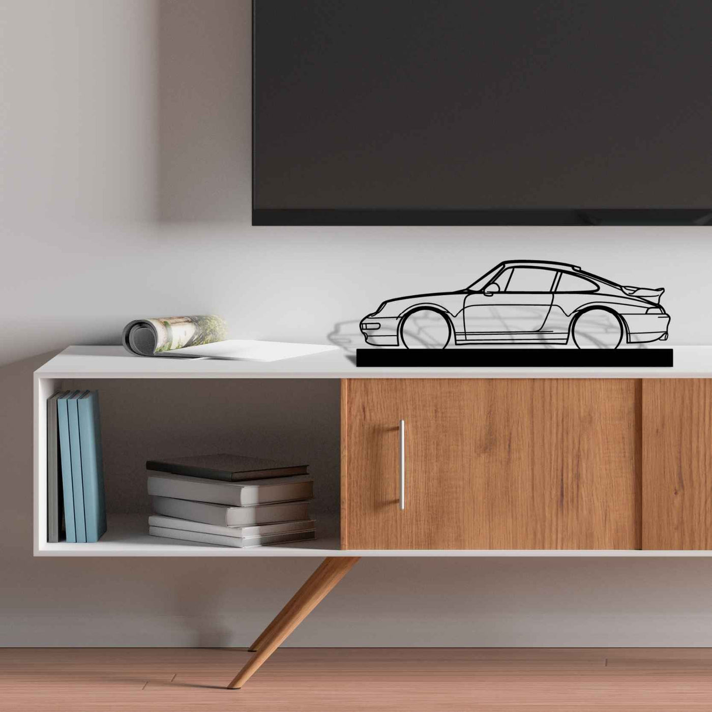 911 993 Turbo Silhouette Metal Art Stand